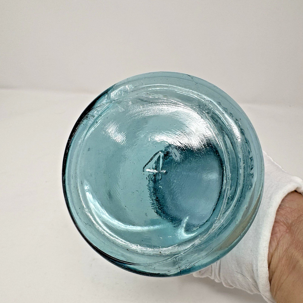 Ball "Perfect Mason" Quart Zinc Top w/Porcelain Liner 1910-1923 #4 Light Blue - Picture 7 of 16